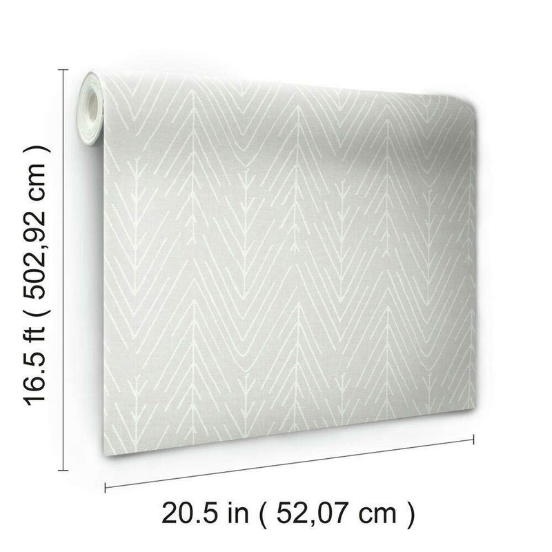 RoomMates RMK11672WP Light Gray Twig Hygge Herringbone Peel and Stick Wallpaper - Image 5